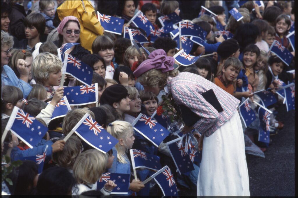 Diana, Princess of Wales, meeting children during a Royal Visit