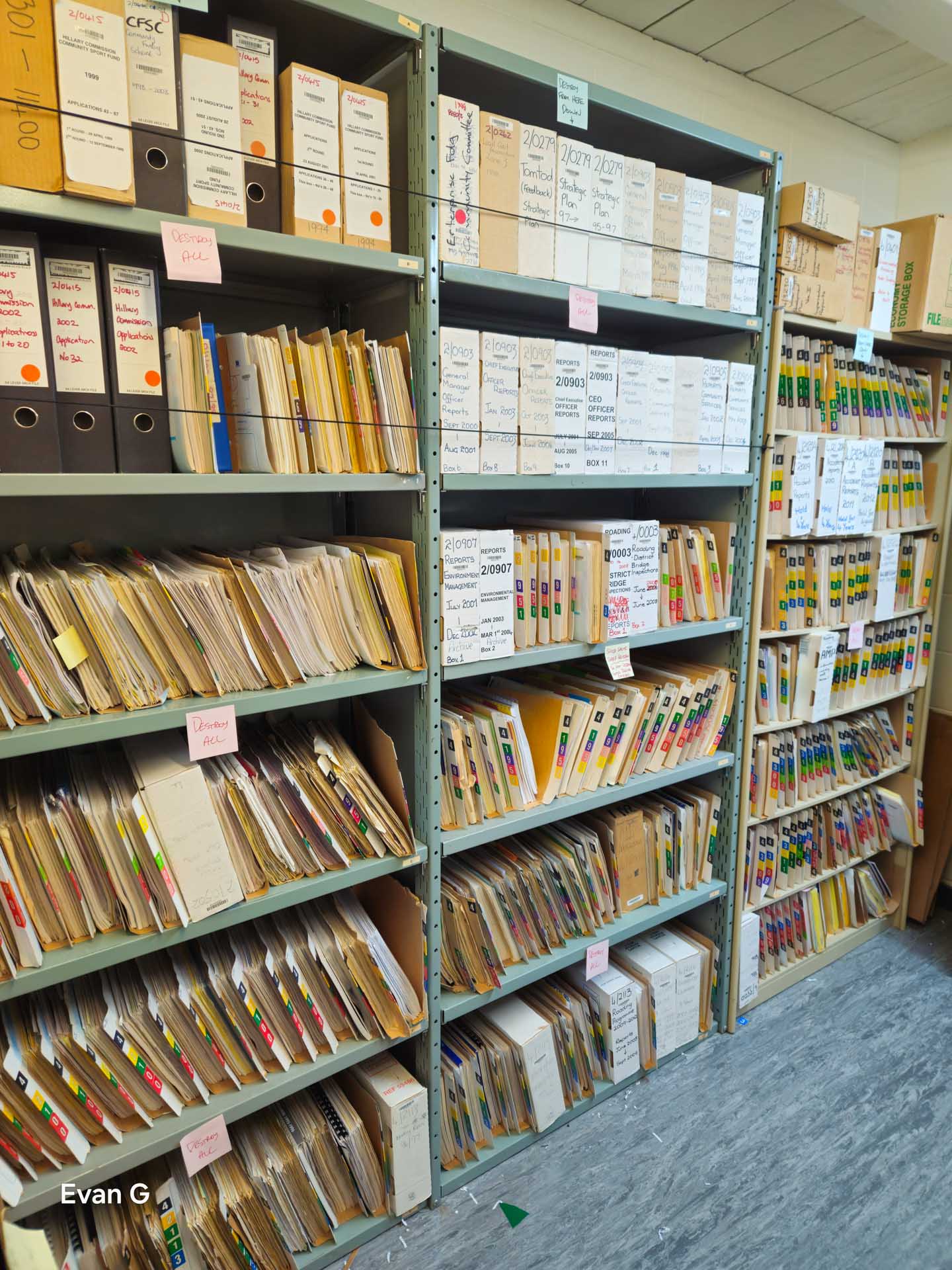 Archives Central mobile storage with Evan Greensides in centre